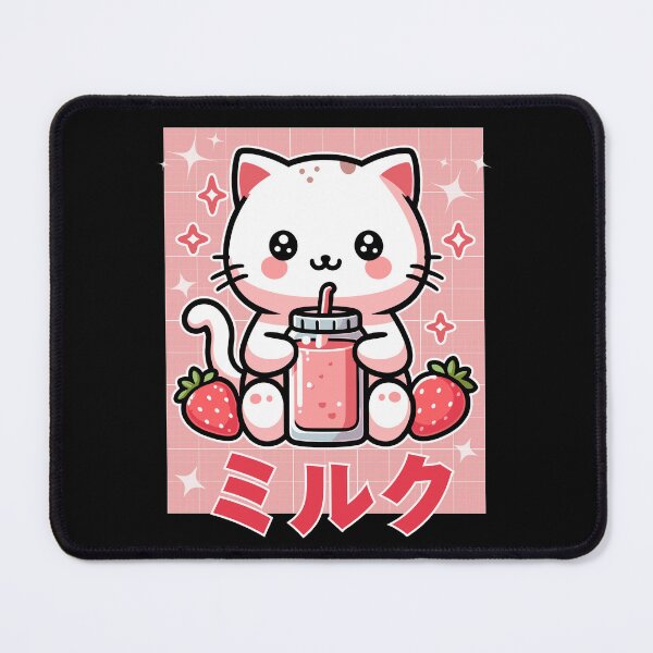 Item preview, Kawaii cat Drinking Strawberry Milk designed and sold by InfiniteZone1.