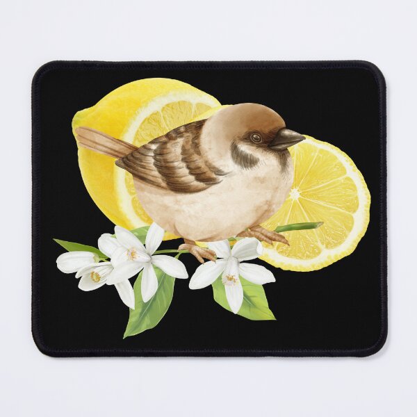 Item preview, Watercolor sparrow with lemon designed and sold by watercolorpic.