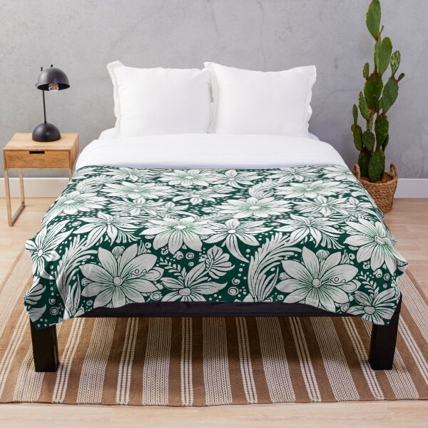 Item preview, White Flowers on Dark Green designed and sold by budhapix.