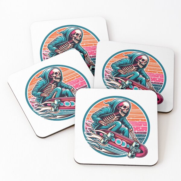 Item preview, Skeleton in a hoodie skate boarding   designed and sold by Maria Pit.