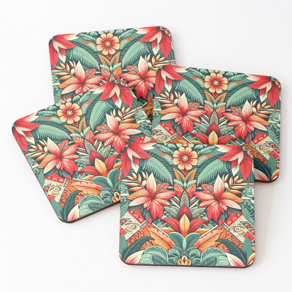 Item preview, Hawaiian Floral Bohemian Retro Vintage Pattern designed and sold by HippieFarms11.