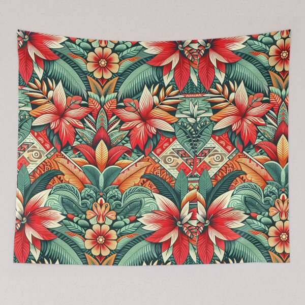Item preview, Hawaiian Floral Bohemian Retro Vintage Pattern designed and sold by HippieFarms11.