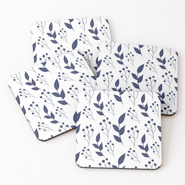 Item preview, Blue Leave Pattern on a white background  designed and sold by Alpha Naomi Designs.