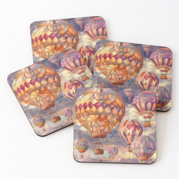 Item preview, Lilac and Gold Mosaic Art - Hot Air Balloons designed and sold by HausKatz.