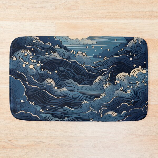 Item preview, Blue and white Line Art cloud print designed and sold by dcrc.
