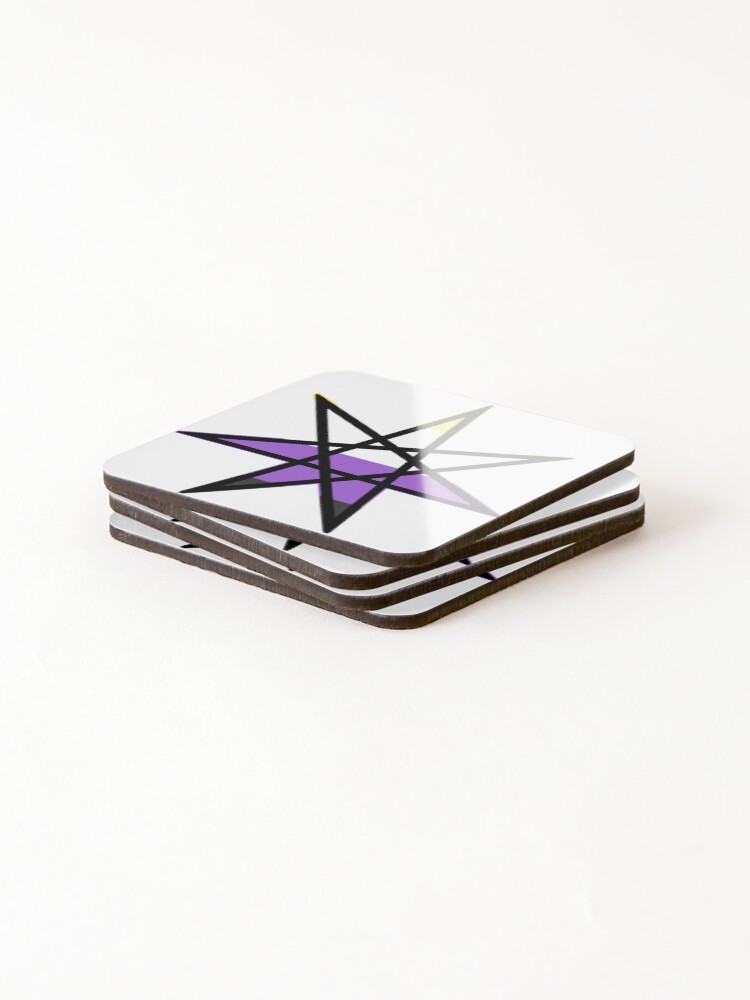 Thumbnail 4 of 5, Coasters (Set of 4), Nonbinary Kin Symbol designed and sold by InternetBrained.