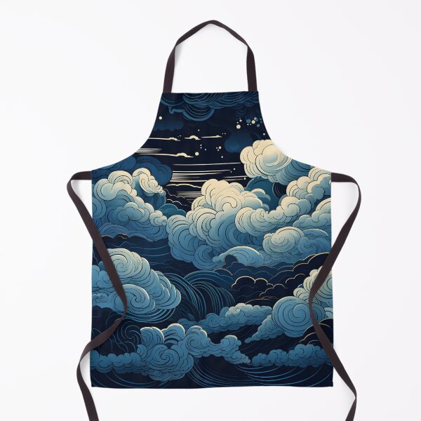 Item preview, Blue and white Line Art cloud print designed and sold by dcrc.