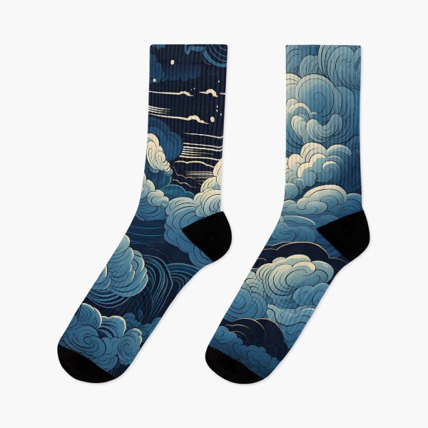 Item preview, Blue and white Line Art cloud print designed and sold by dcrc.