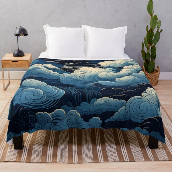 Item preview, Blue and white Line Art cloud print designed and sold by dcrc.