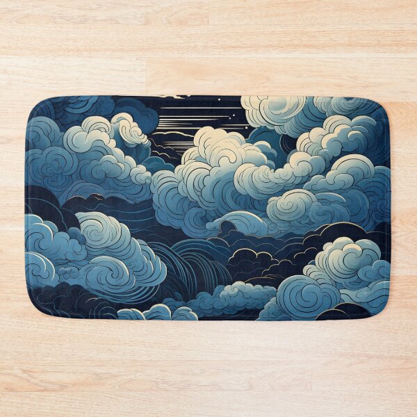 Item preview, Blue and white Line Art cloud print designed and sold by dcrc.