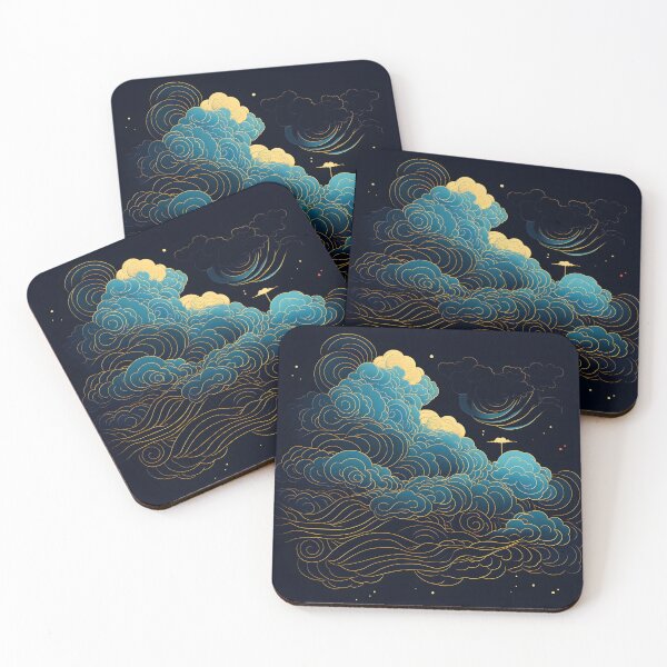 Item preview, blue and white line art cloud print designed and sold by dcrc.
