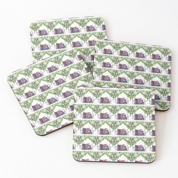 Item preview, Chinese Moon Moth Bookish Pattern designed and sold by IndieBookCove.