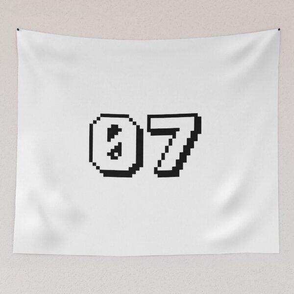Item preview, 07, seven, white, retro video game, 1 up! designed and sold by Numbers-Art.