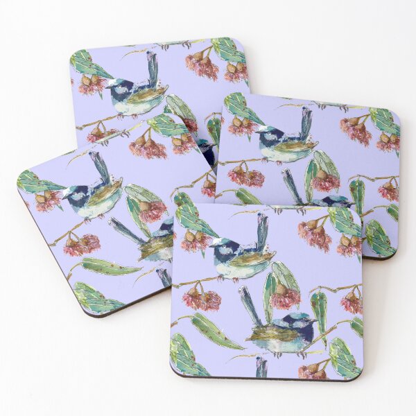 Item preview, Blue wrens and gum blossom designed and sold by pamfox.