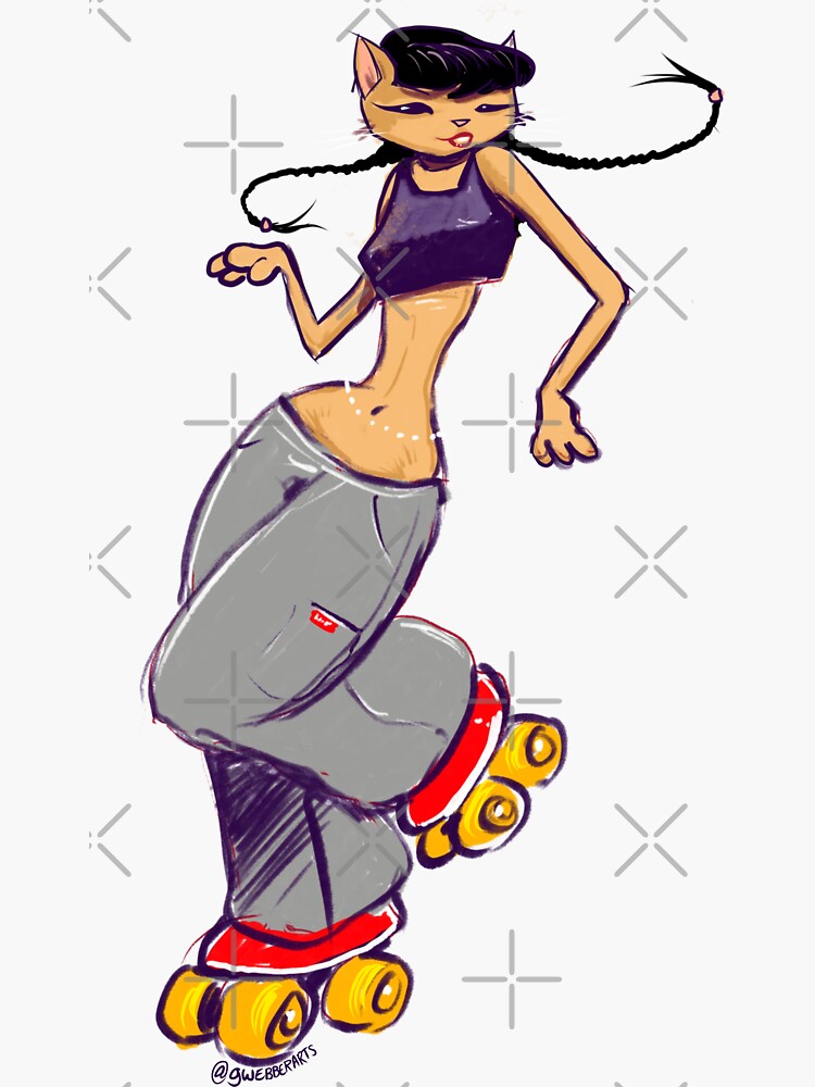 Thumbnail 3 of 3, Sticker, ROLLER BUNNIE VERSION 2 designed and sold by gWebberArts.