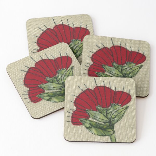 Item preview, Pohutukawa flower textile art designed and sold by Samantha Sutherland.