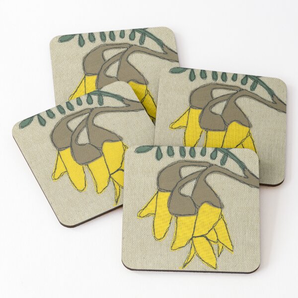 Item preview, Kowhai flower textile art designed and sold by Samantha Sutherland.