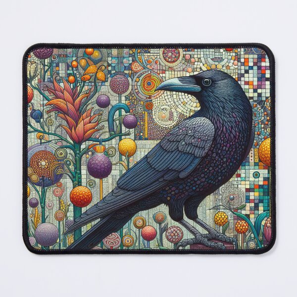 Item preview, Crow in a surreal garden designed and sold by Kallak-AI-Art.