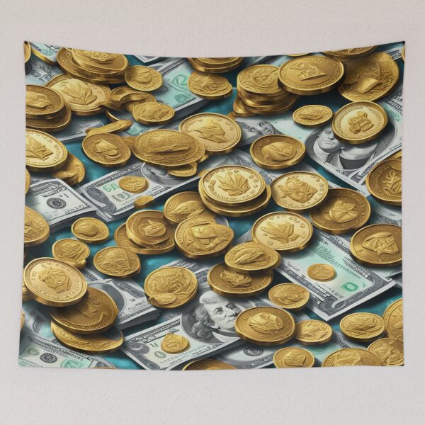 Item preview, coins and dollar bills. Let's wealth! designed and sold by BlissMarket.