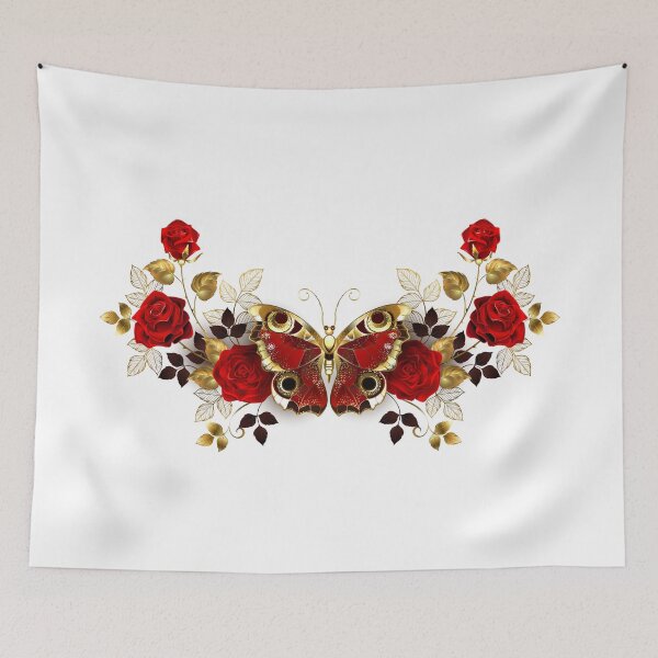 Item preview, Symmetrical flower arrangement with red butterfly designed and sold by Blackmoon9.