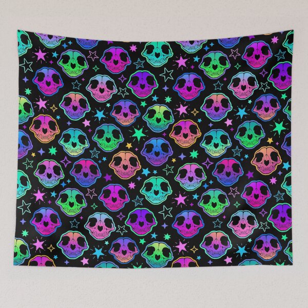 Item preview, Mystical Kawaii Cat Cosmic Skulls designed and sold by 13ThDimension.