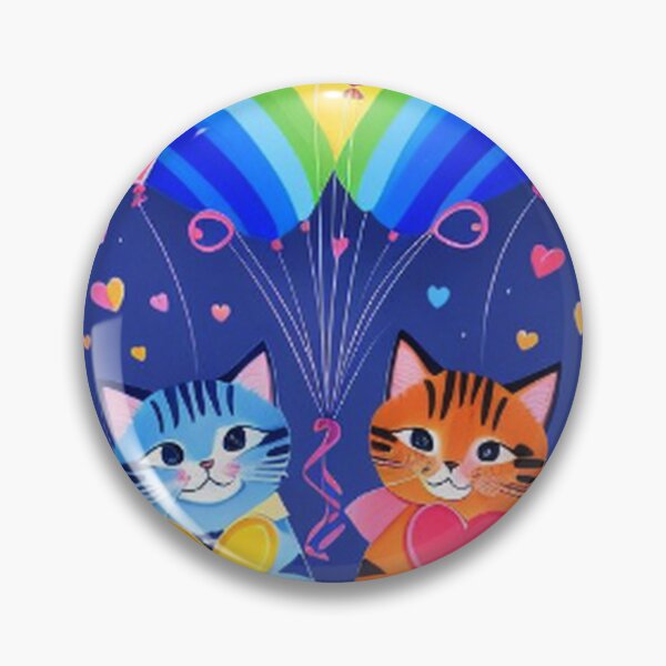 Item preview, Colorful Cute Cats Hearts Clouds and Balloons designed and sold by TheDarkWardrobe.