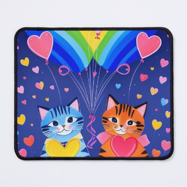 Item preview, Colorful Cute Cats Hearts Clouds and Balloons designed and sold by TheDarkWardrobe.