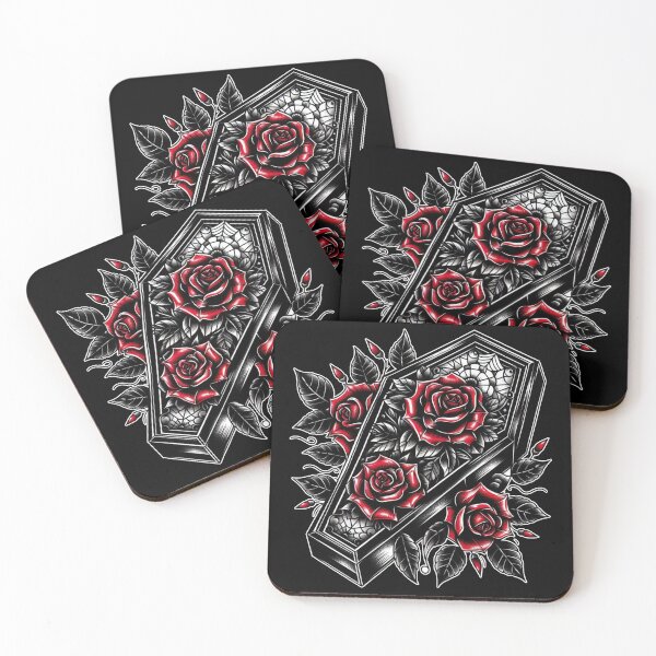 Item preview, Wren's Tattoo - Coffin - Red Roses designed and sold by AmberRoseWrites.