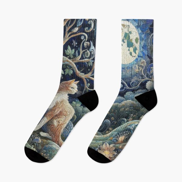 Item preview, Cat in a moonlit garden designed and sold by Kallak-AI-Art.