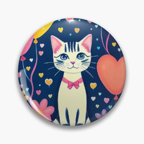 Item preview, Colorful Cute Cat Hearts Flowers and Balloons designed and sold by TheDarkWardrobe.
