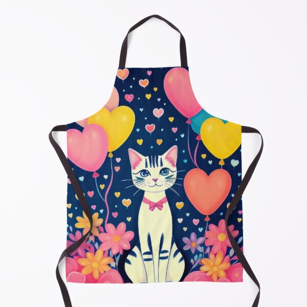 Item preview, Colorful Cute Cat Hearts Flowers and Balloons designed and sold by TheDarkWardrobe.