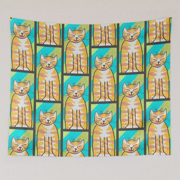 Item preview, Diagonal Stripe Cat #6 designed and sold by ErinBrieArt.