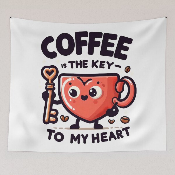 Item preview, Coffee is the Key to My Heart, PUN, typography designed and sold by maxmaj.