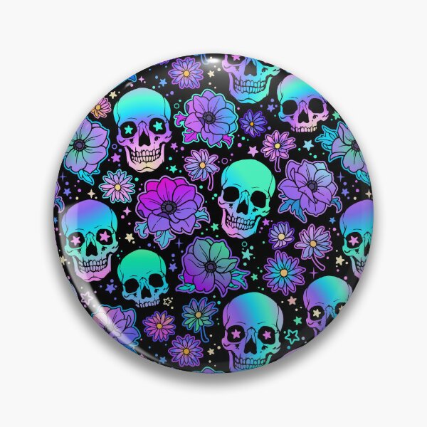 Item preview, Kawaii Goth Floral Pastel Skulls designed and sold by 13ThDimension.