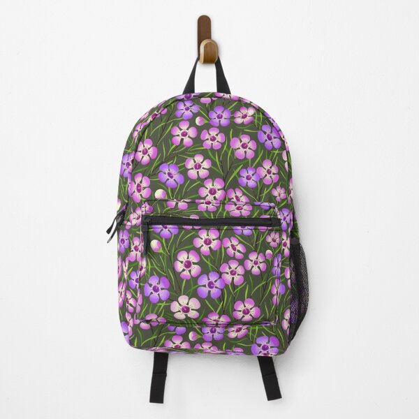 Item preview, Wildflower Australia Geraldton Wax in purple and pink on dark green designed and sold by ArtOfSmallJoys.