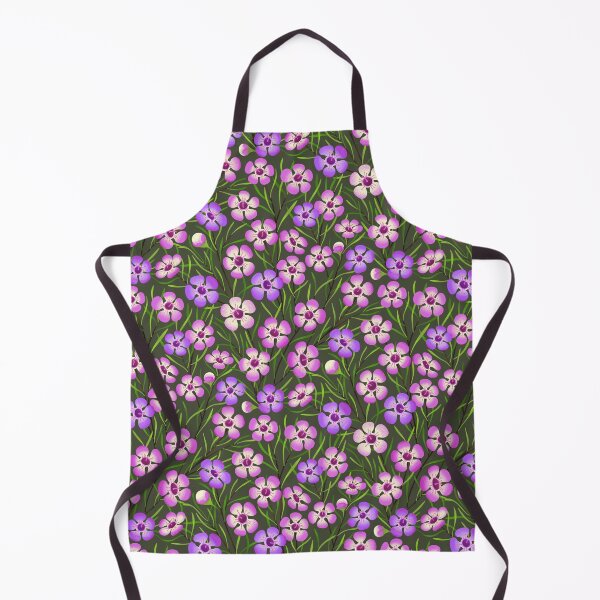 Item preview, Wildflower Australia Geraldton Wax in purple and pink on dark green designed and sold by ArtOfSmallJoys.