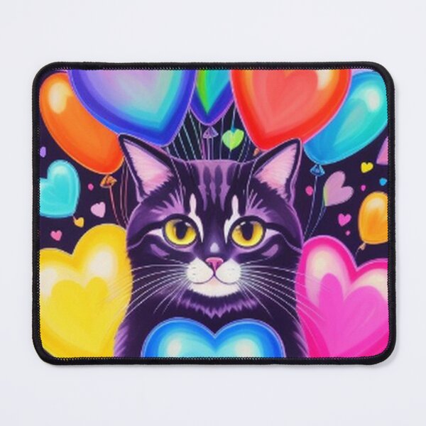 Item preview, Colorful Cute Cat Hearts Balloons and Rainbows designed and sold by TheDarkWardrobe.