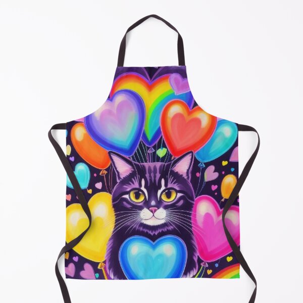 Item preview, Colorful Cute Cat Hearts Balloons and Rainbows designed and sold by TheDarkWardrobe.