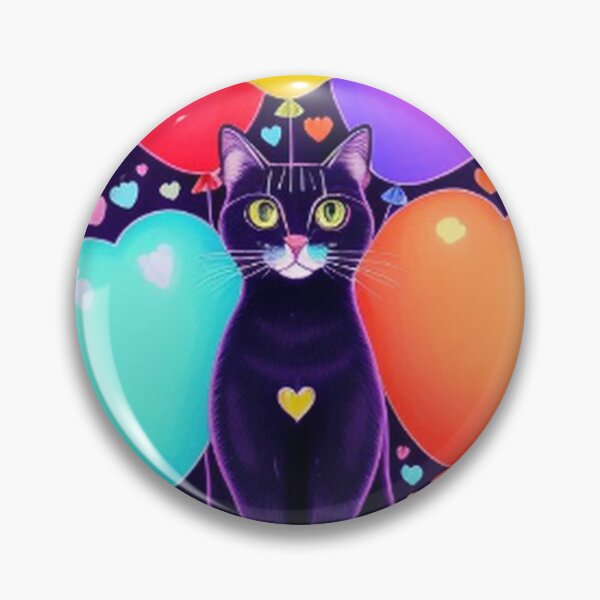 Item preview, Colorful Cute Cat Hearts Balloons and Flowers designed and sold by TheDarkWardrobe.