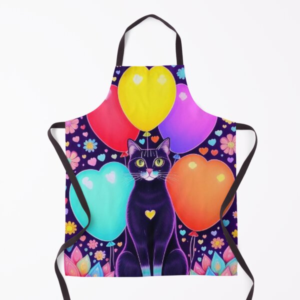 Item preview, Colorful Cute Cat Hearts Balloons and Flowers designed and sold by TheDarkWardrobe.