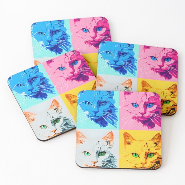 Item preview, turkish angora cat portraits drawing. animal colorful. Animal throw pillow.  designed and sold by formform.