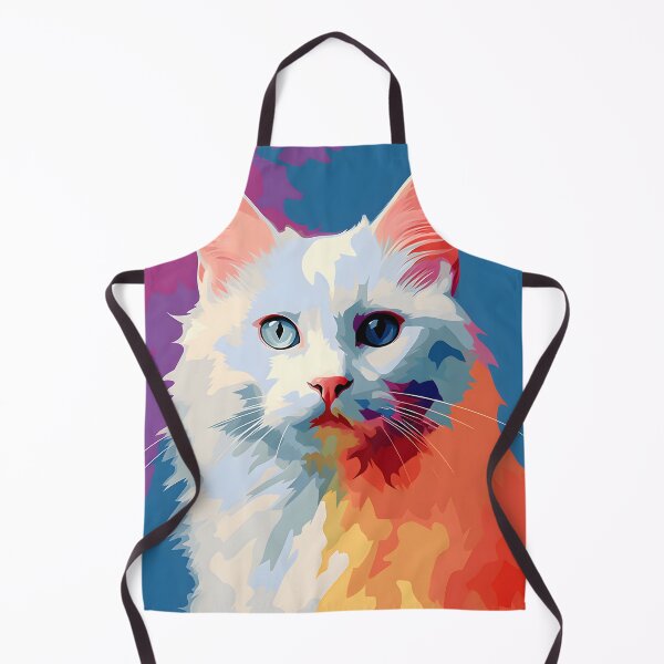Item preview, turkish angora cat portraits drawing. animal colorful. Animal throw pillow.  designed and sold by formform.