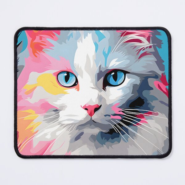 Item preview, turkish angora cat portraits drawing. animal colorful. Animal throw pillow.  designed and sold by formform.