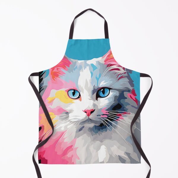 Item preview, turkish angora cat portraits drawing. animal colorful. Animal throw pillow. designed and sold by formform.