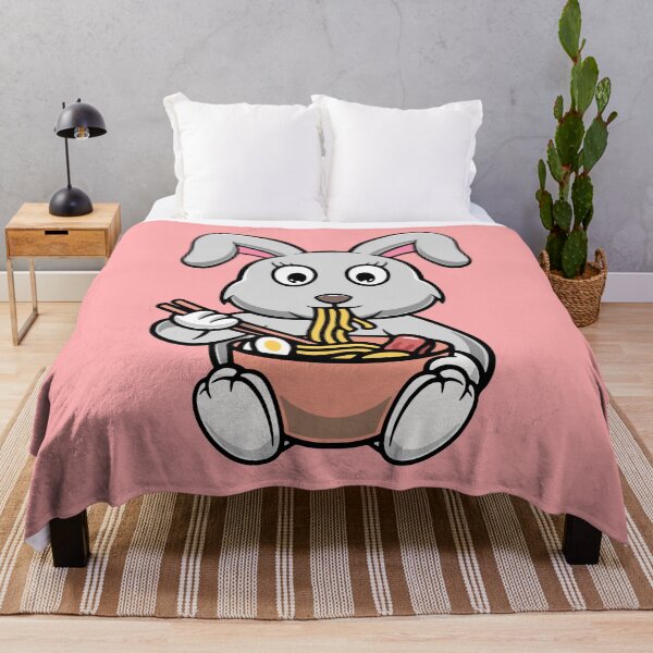 Item preview, Cute rabbit eating ramen noodles cartoon illustration designed and sold by cubbone.