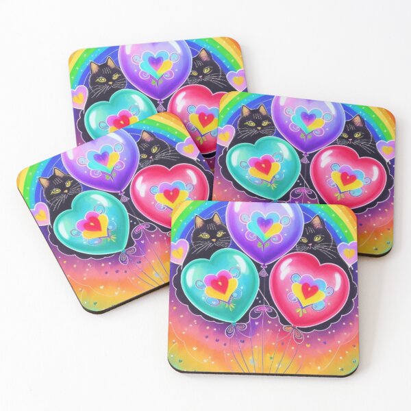 Item preview, Black Cats Hearts Balloons and Rainbow designed and sold by TheDarkWardrobe.