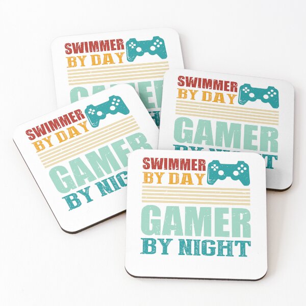 Item preview, Swimmer By Day Gamer By Night Gamer & Swimmer Retro Vintage designed and sold by roboartpixel.