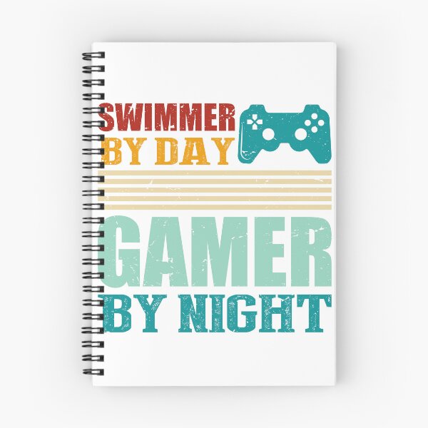 Item preview, Swimmer By Day Gamer By Night Gamer & Swimmer Retro Vintage designed and sold by roboartpixel.