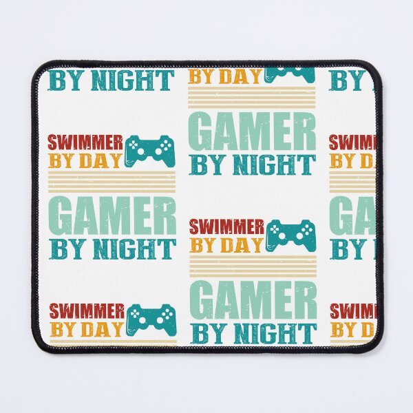 Item preview, Swimmer By Day Gamer By Night Gamer & Swimmer Retro Vintage designed and sold by roboartpixel.