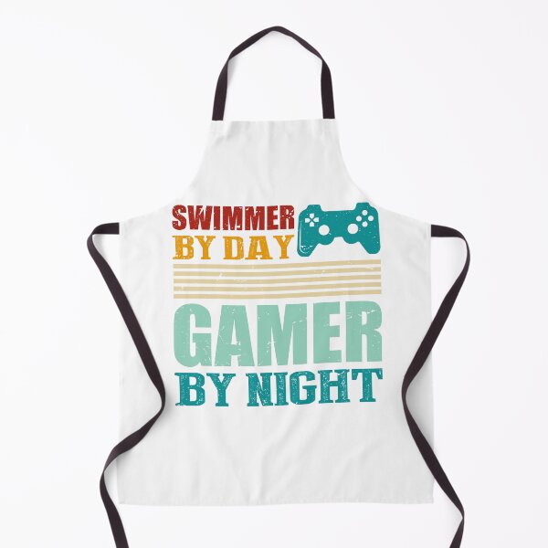 Item preview, Swimmer By Day Gamer By Night Gamer & Swimmer Retro Vintage designed and sold by roboartpixel.